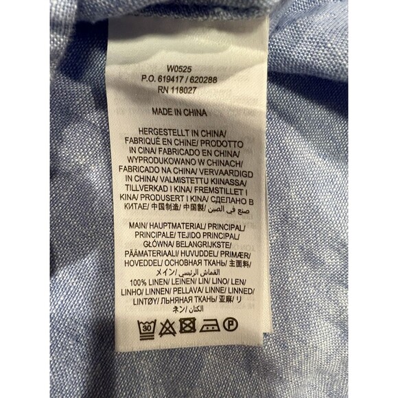 Boden Chambray Cecilia 100% Linen Multi Color Button Blouse size 8 - Picture 7 of 8